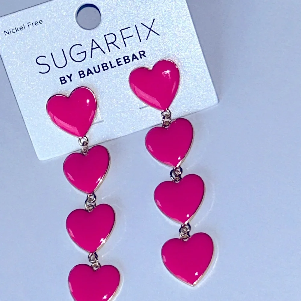 Sugar fix by Baublebar hot pink heart dangle drop earrings